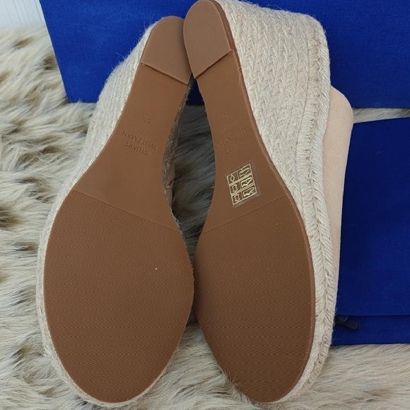Stuart Weitzman Tan Suede Marabella Wedge Sandals - Picture 6 of 10